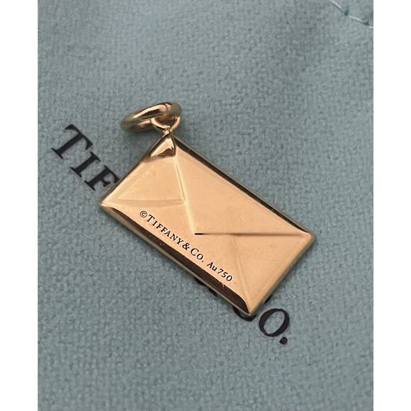 Tiffany & Co. 18k Gold Diamond Envelope Address Pendant Charm Necklace Bracelet - Picture 14 of 16